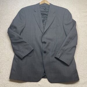 RALPH LAUREN Chaps Men Gray Windowpane CASHMERE WOOL Sport Coat Blazer  SIZE 46t